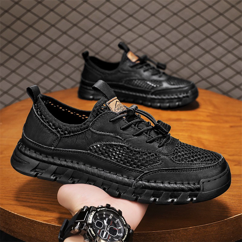 2025 летняя мужская обувь, дышащая обувь с сеткой, тонкая спортивная повседневная обувь, легкая обувь с полой сеткой, трансграничная обувь большого размера