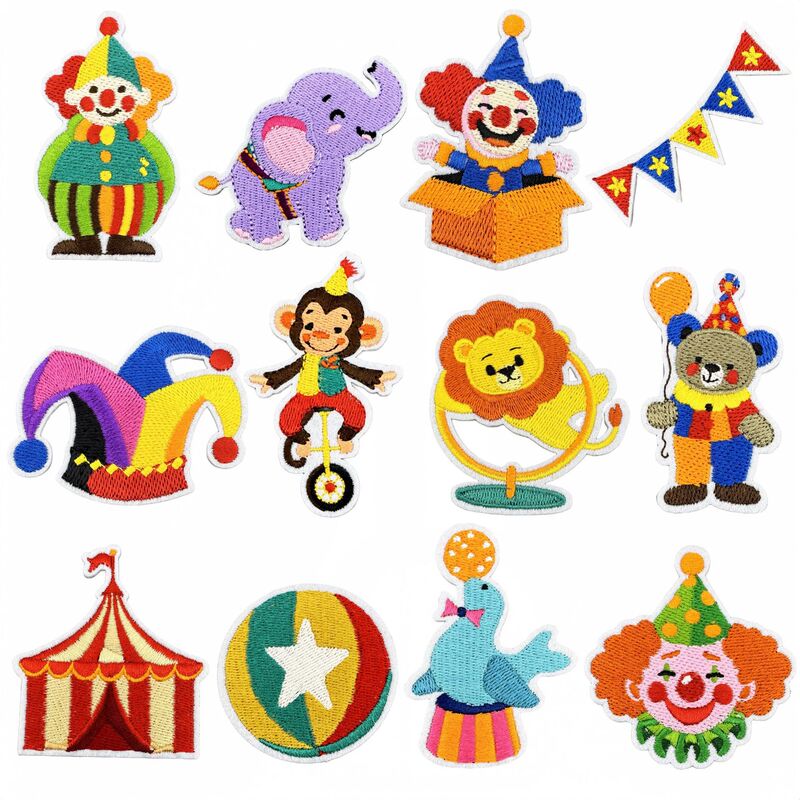 New Circus Performance Series Embroidered Cloth Stickers Clown Patch Stickers Ready-Made Wholesale Computer Embroidered Badge Cloth Labels