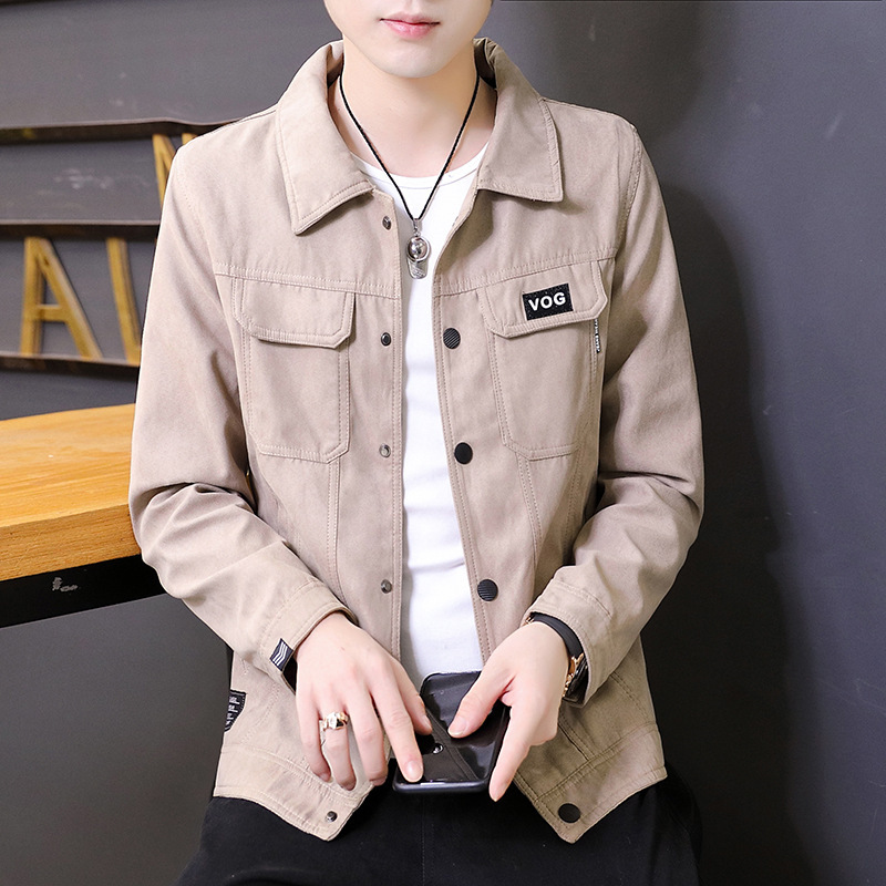 2024 primavera y otoño nueva chaqueta de moda para hombres chaqueta de terciopelo coreana chaqueta de moda para estudiantes chaqueta de trabajo en vivo