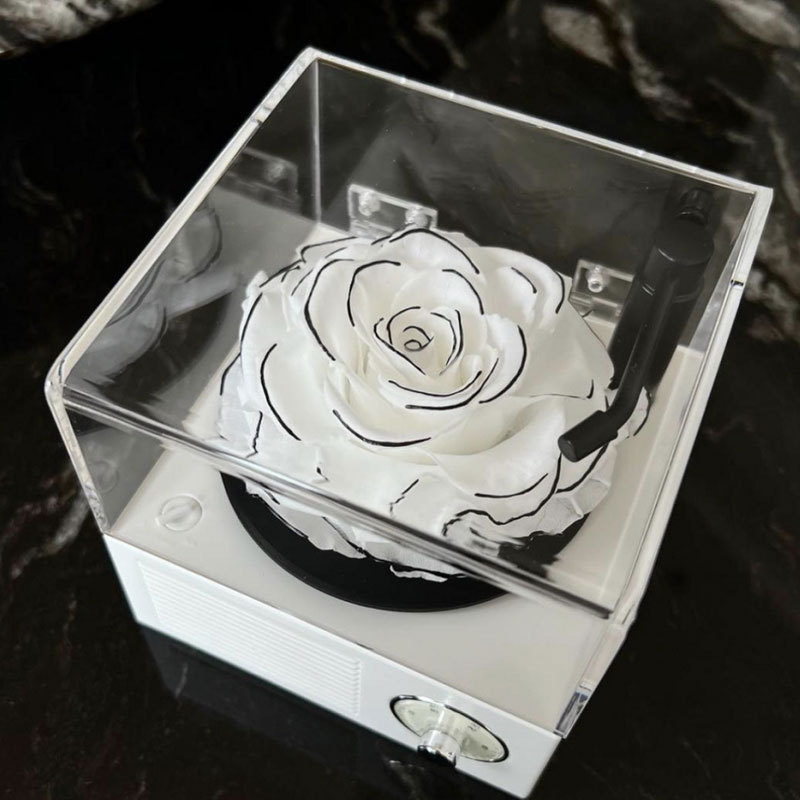 Flor eterna fonógrafo Luz de gama alta de lujo altavoz Bluetooth Rosa caja de música Regalo de Cumpleaños de los hombres para la novia