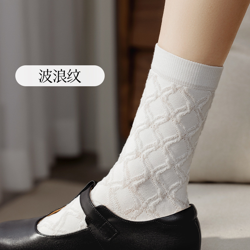 【100%棉】袜子女中筒袜纯棉秋冬季堆堆袜全棉小白袜诸暨袜子批发|undefined
