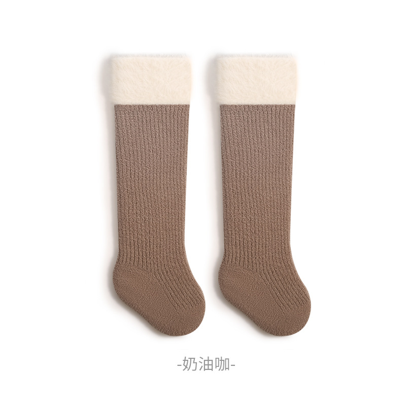 Calcetines recién nacidos sobre la rodilla en invierno, calcetines cálidas para bebés, calcetines de coral para niños y niñas, calcetines para bebés
