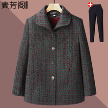 中老年人秋装格子外套女新款奶奶冬季加绒加厚保暖棉衣老太太衣服