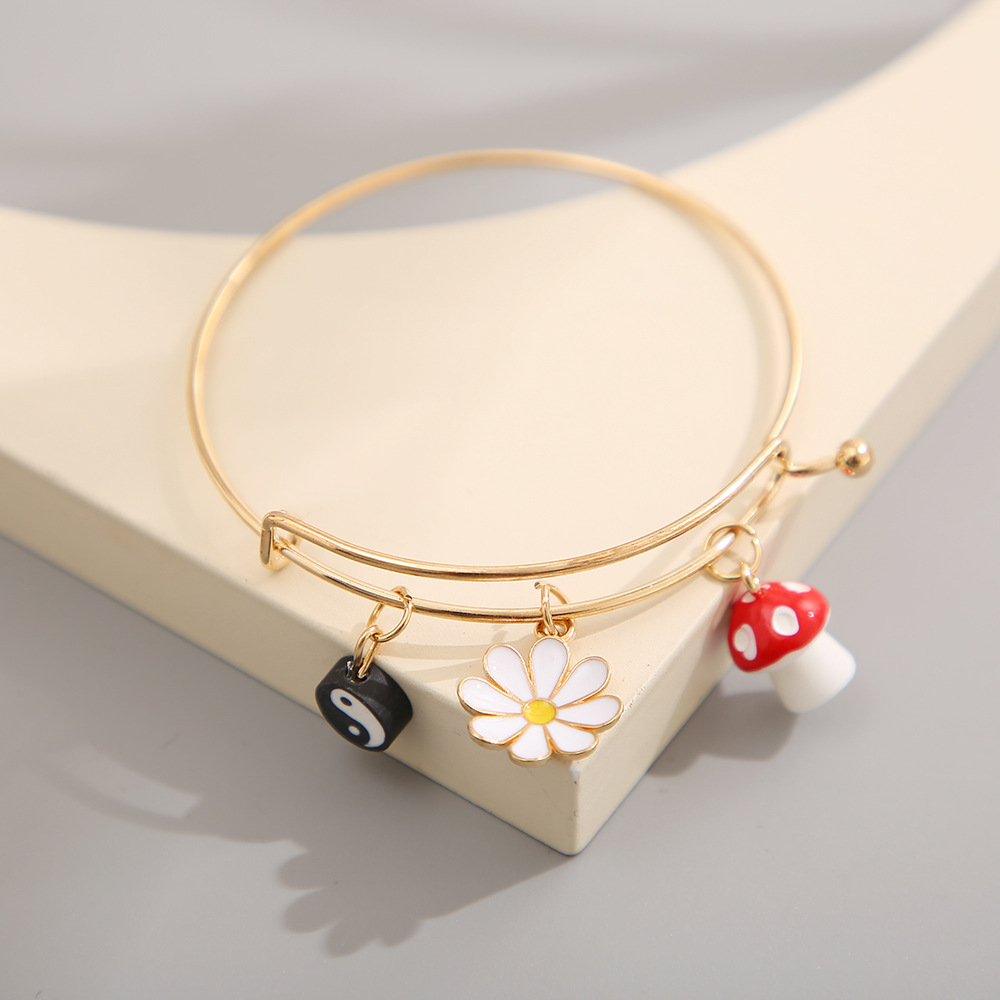 Cute Flower Mushroom Alloy Plating Bangle