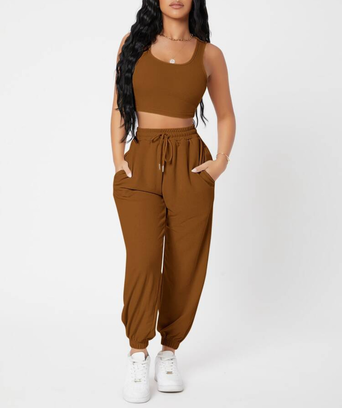 490g Weight Sleeveless Sleeve Length Polyester Fabric Type Pants Sets Sets Type 2 Pieces Set Quantity Casual, Daily Occasion Round Neck Neckline Breathable Function Skinny Fit Type Solid Color Pattern Summer Season Women's Gender Streetwear, Sport Style Style Women's Streetwear Sport Style Solid Color Polyester Round Neck Tracksuit 27
