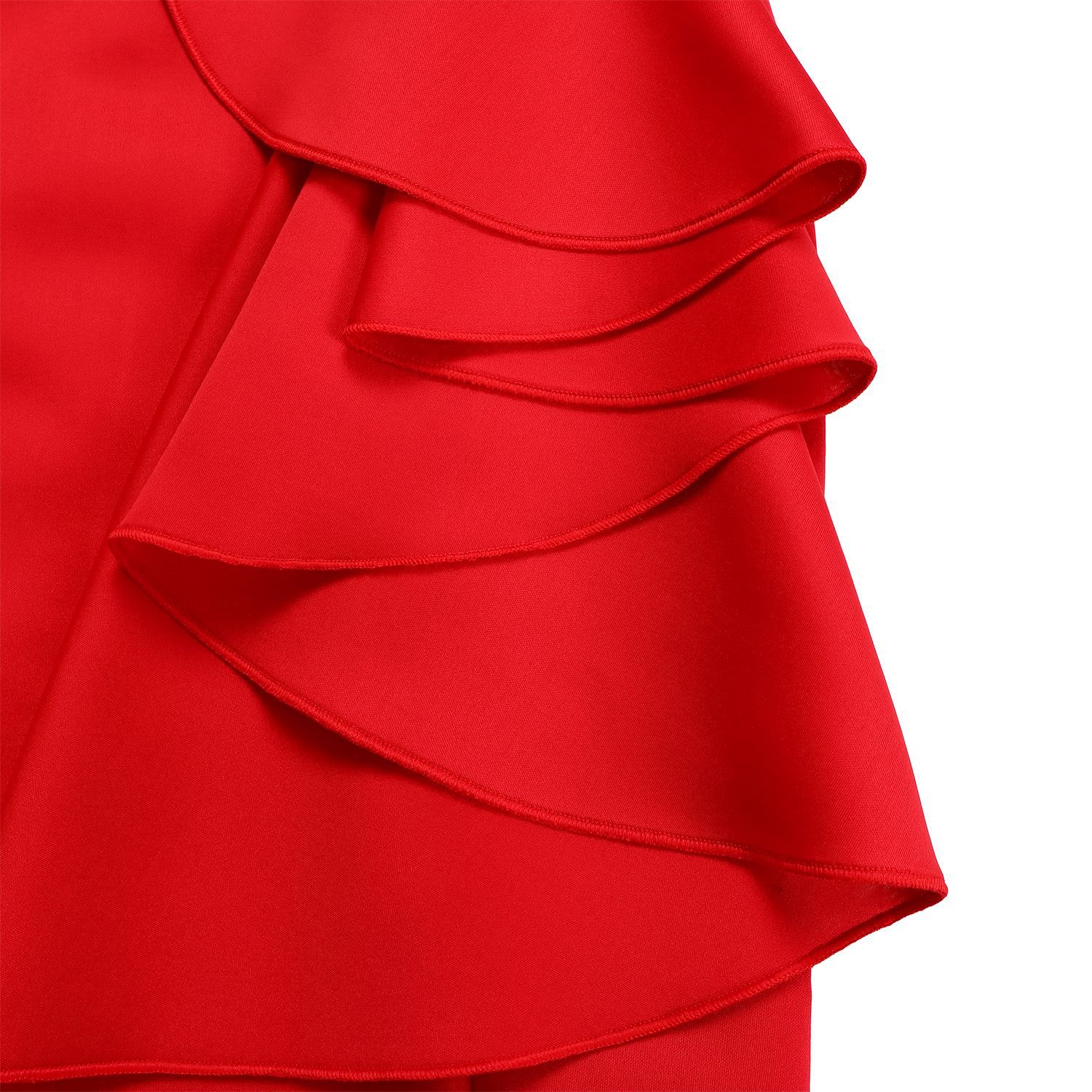 Robe de soirée sexy à col en V et à volants avec fente perlée, robe de banquet de tempérament de célébrité_voghion.com
