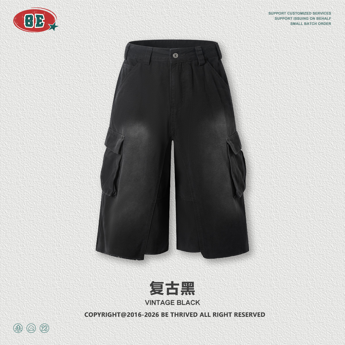 BE ropa de hombre de verano estilo americano de moda callejera multibolsillo pantalones cortos retro lavado con agua hacer viejos pantalones de trabajo sueltos para hombres