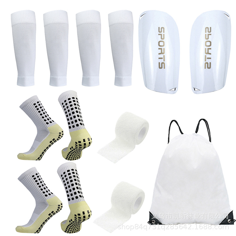 Manufacturer's Ready-Made Professional Sports Men's and Women's Football Socks Seven-Piece Set Anti-Slip Glue Football Socks Guard Calf Socks Set