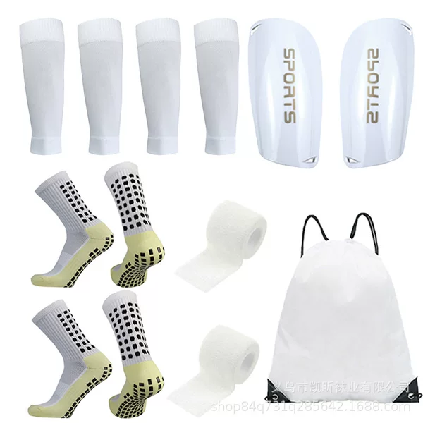 Manufacturer's Ready-Made Professional Sports Men's and Women's Football Socks Seven-Piece Set Anti-Slip Glue Football Socks Guard Calf Socks Set