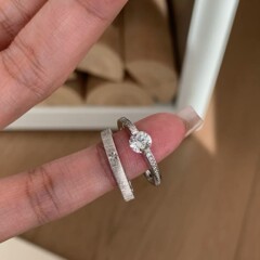纯银S925可转动悬浮高碳钻钻戒轻奢高级感时尚百搭小众设计指环