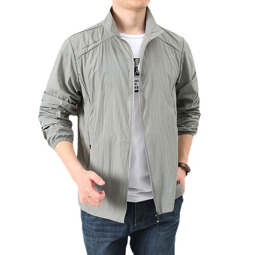 Summer New Fashion Stand Collar Loose Sun Protection Clothing Men's Casual Outdoor Sports Windbreaker Men Breathable No Cap Skin Clothing Men 