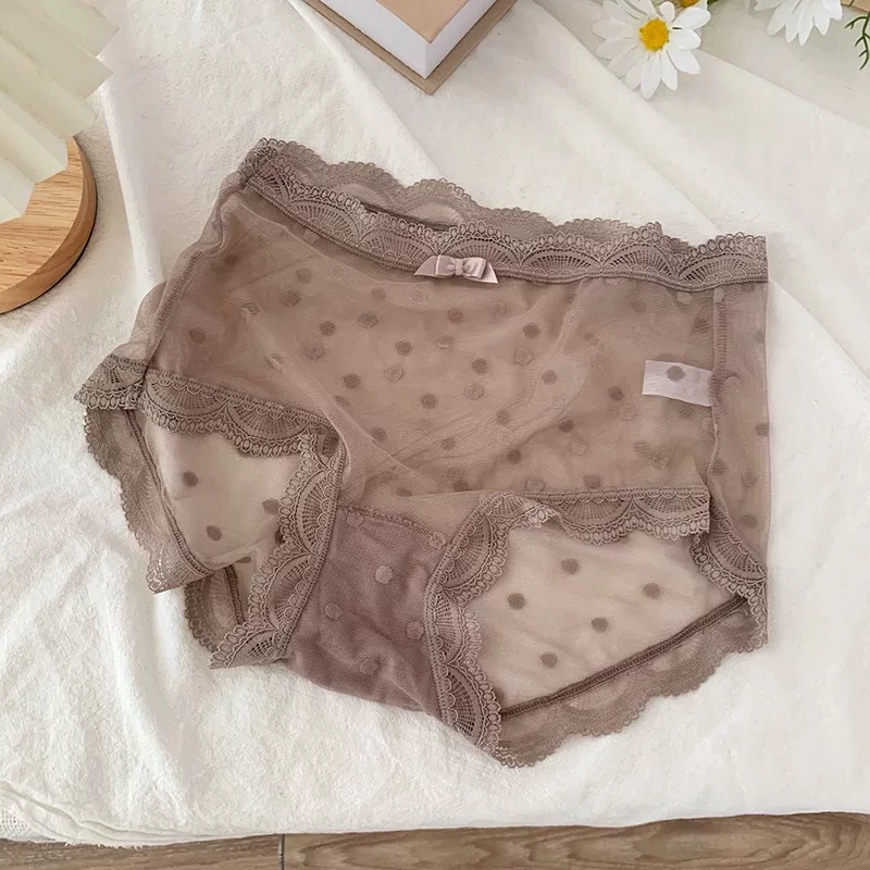 Трусики женские высокой посадки, сетка с кружевом, дышащие (one size 80–130 цзинь)