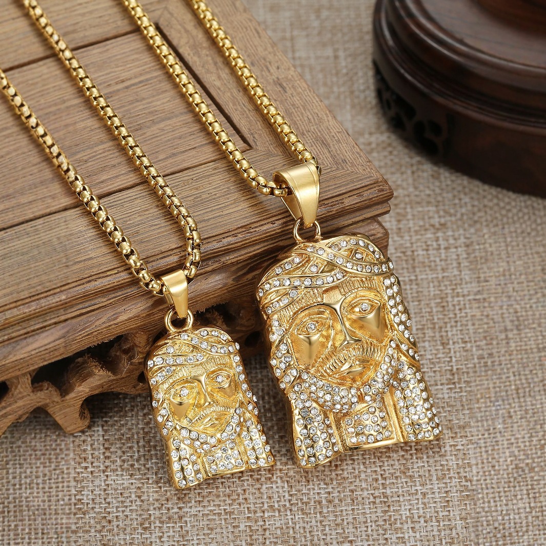 Gioielli talismano di protezione, gioielli transfrontalieri europei e americani, collana alla moda in titanio stile hip-hop per uomo e donna, placcata oro sottovuoto_voghion.com