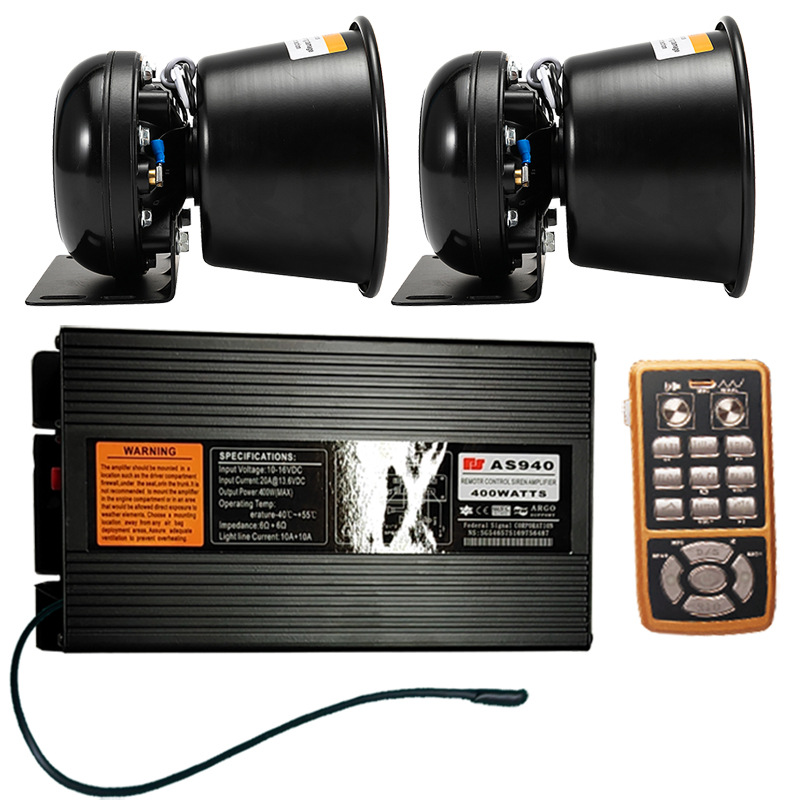 400W car-mounted wireless siren alarm speaker, high-pitched speaker for cars, AS940M+ square-mouth speaker