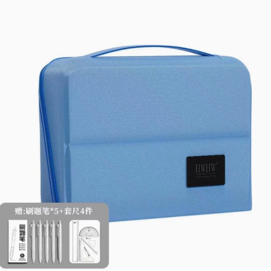 [Magnetic suction can stand upright] 6 layers/blue/comes with 5 question pens + 4-piece set of rulers
