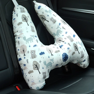 anti-collar neck baby pillow | Seat belt shoulder pad - forest-bear-removableupgrade-linercotton-breathable-5566cm