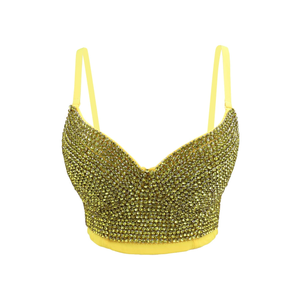 Sling Bralette (Lu Qiu) Embellished with Rhinestones & Beads, Colors, Sizes 34B–40C