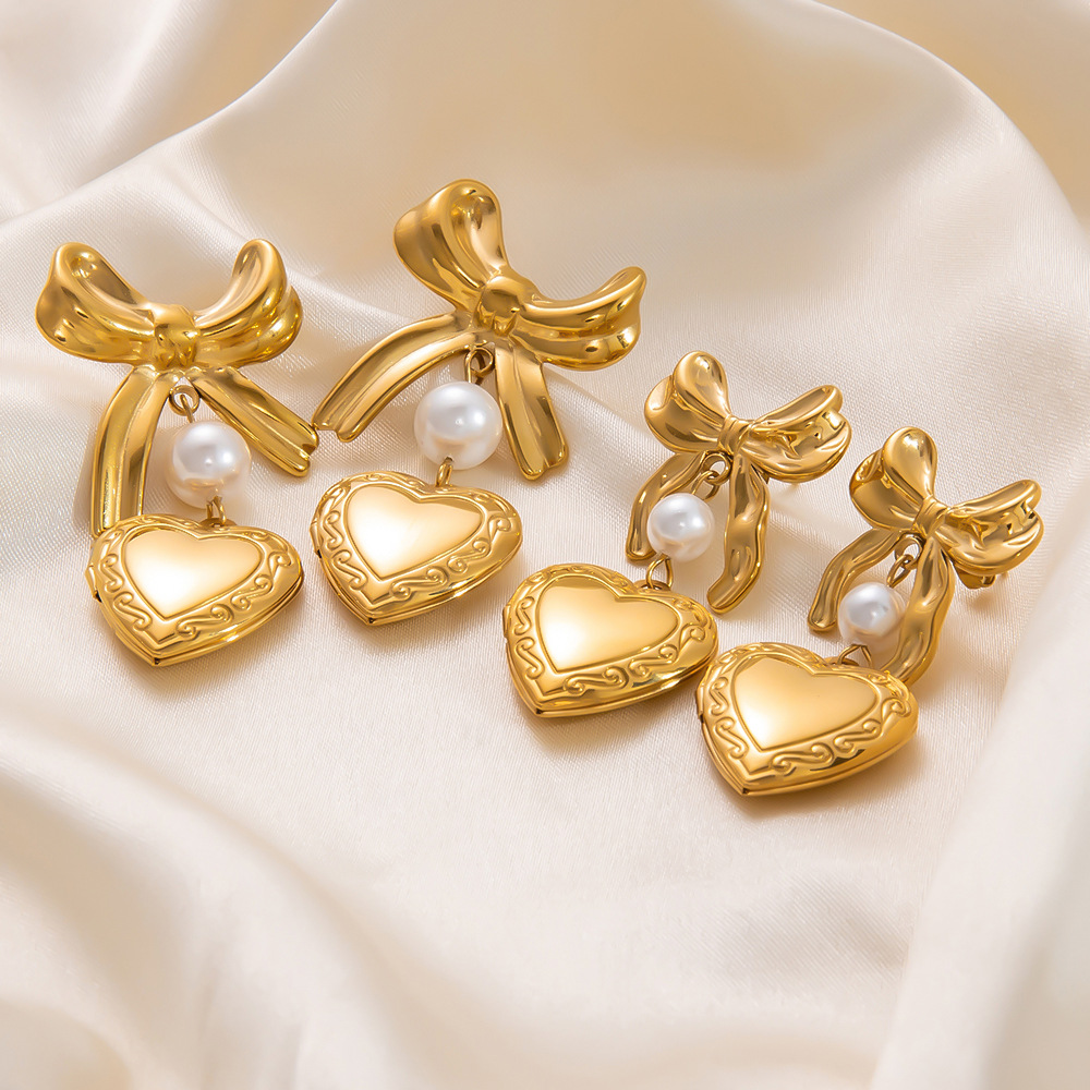 Rose Pattern Wholesale Jewelry Elegant Classic Style Streetwear Scallop Heart Shape Rose Titanium Steel Plating Earrings Necklace