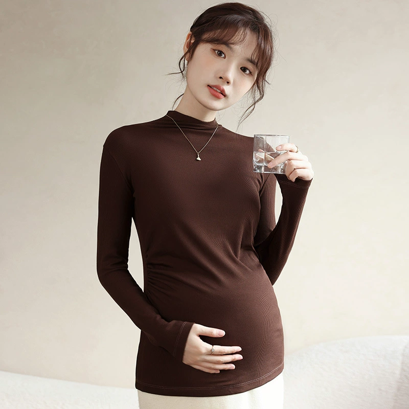 Базовая рубашка для беременных, весенне-осенний внутренний эластичный Топ для беременных, осенняя верхняя одежда из модала с длинным рукавом