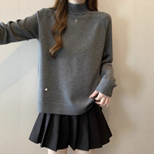 半高领加厚针织衫上衣2025秋冬新款大码女装胖mm内搭显瘦打底毛衣