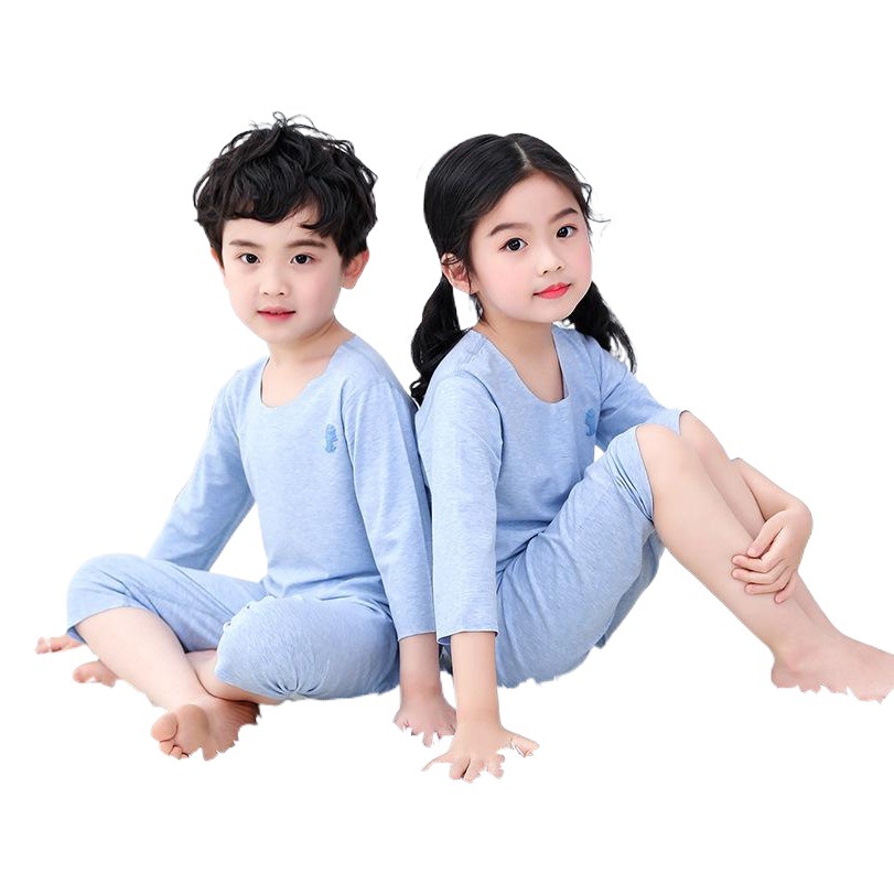 Class A Children's Summer Modal Seven-point Sleeve Set Thin Boys and Girls Pajamas Home Clothes Air-conditioning Clothes Wholesale