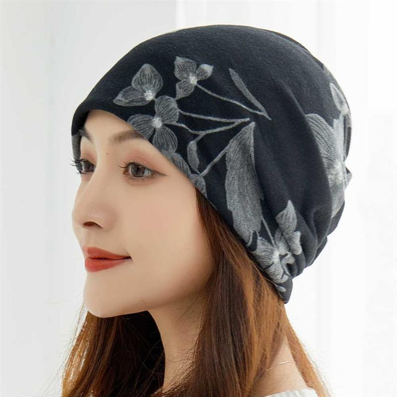 Sombrero calvo de otoño y invierno de doble capa, sombrero de luna, algodón transpirable, sombrero de dormir caliente para la madre