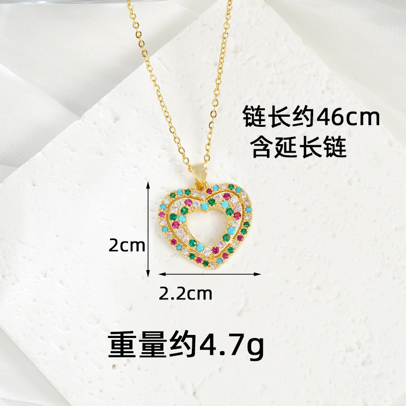 Collar de oro de arena transfronterizo de lujo ligero con doble línea de corazón pendientes para mujeres, joyas que no se desvanecen