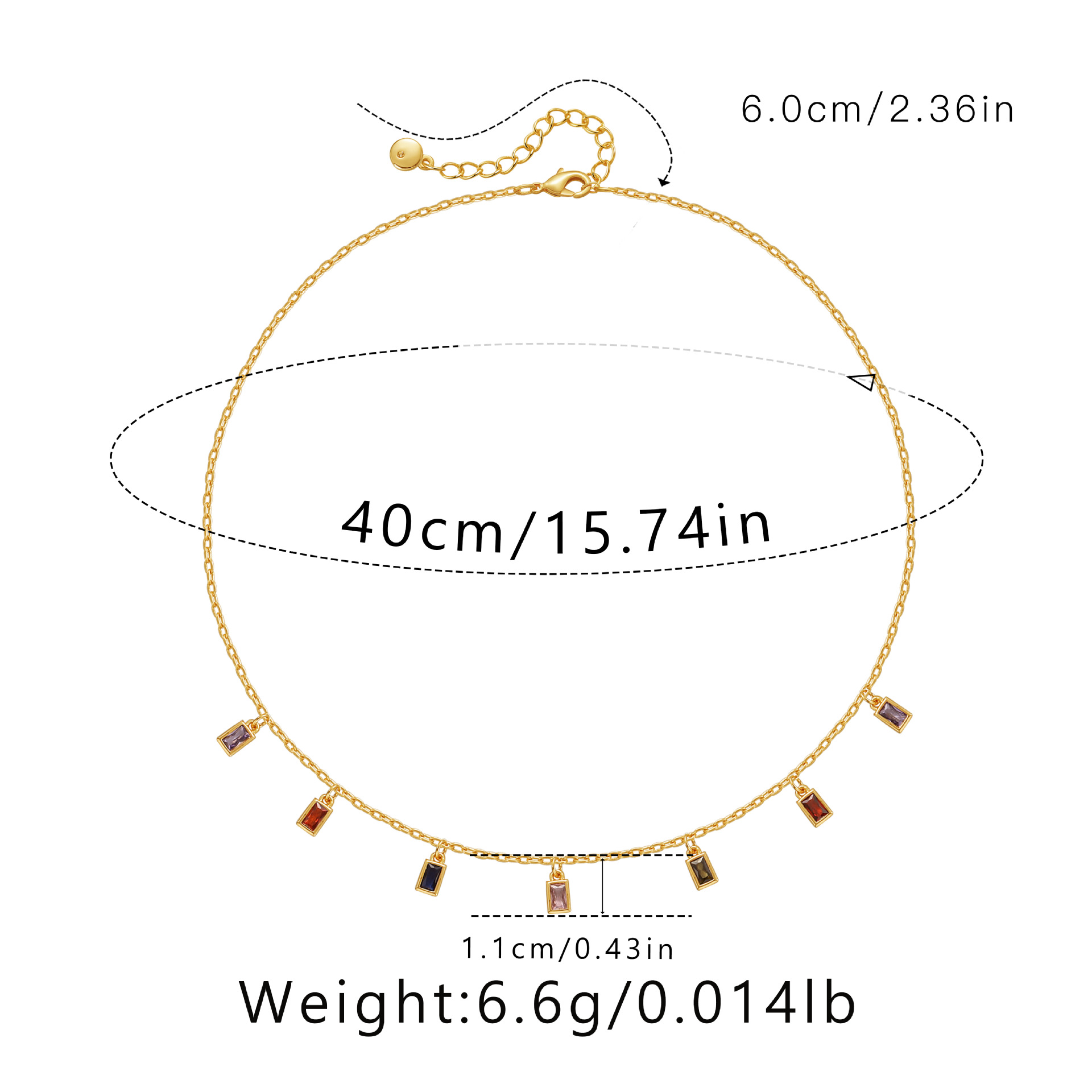 Ig Style Simple Style Round Water Droplets Rectangle Copper Plating Inlay Zircon Necklace 1 Pair display picture 1