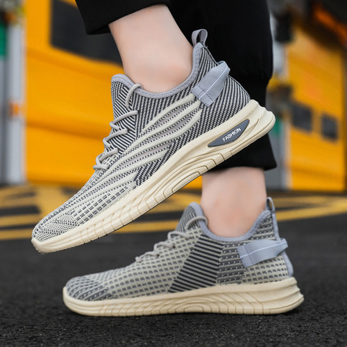 Men's shoes, summer breathable and versatile sports shoes, casual soft elastic mesh men's shoes, cold sticky running shoes, flying woven coconut shoes