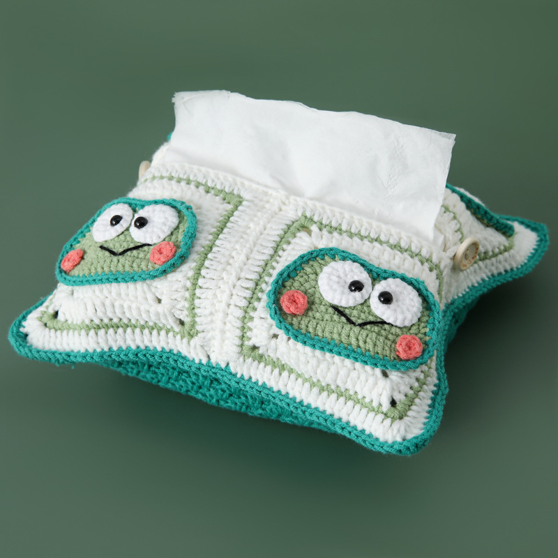 手作りの完成品の収納袋の雪菲糸フックティッシュのティッシュのティッシュの袋のシリーズのいちごのウサギのティッシュの箱の子猫のカエル