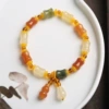 Golden silk jade small bone bead bracelet