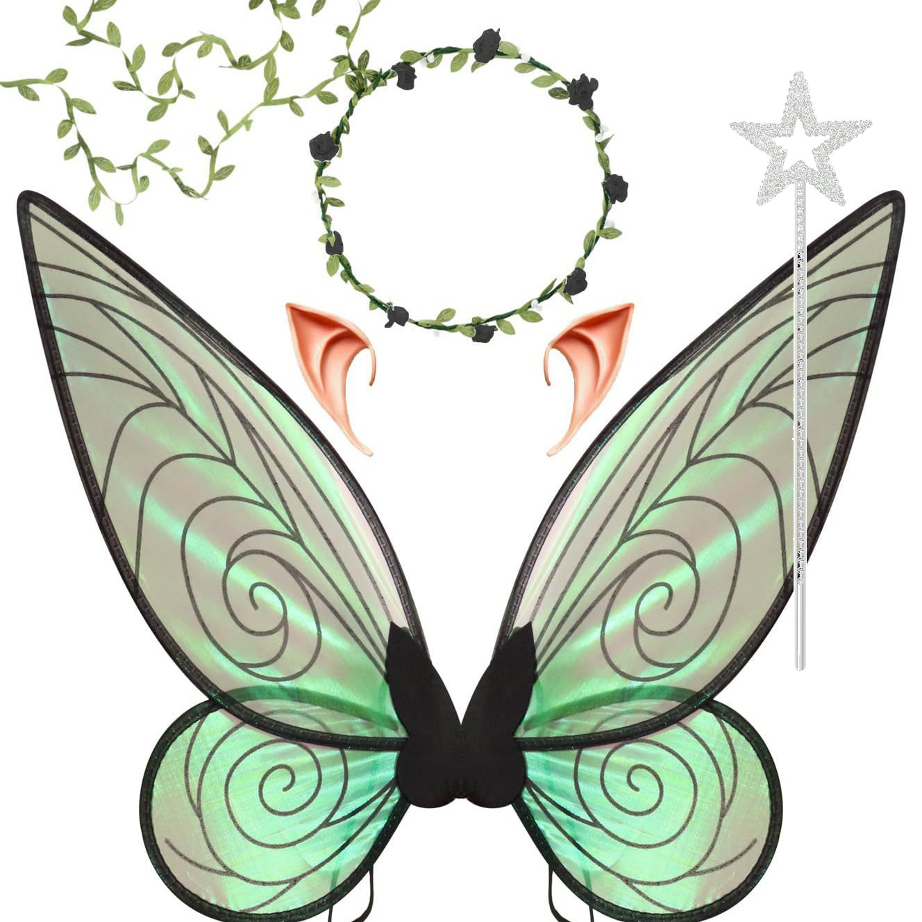 Cross-border Amazon Halloween Festival Party Performance Props Angel Wings Wreath Elf Ear Magic