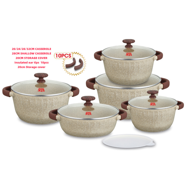 UCC LIFE Ice Cone 21 Pieces Set Hot Pot Granito Aluminio Kit de Cocina de Arroz de Marmol Piedra Hot Pot