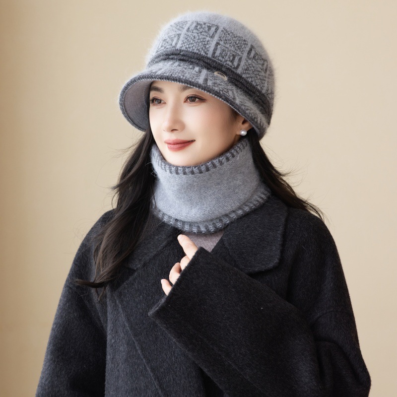 新款秋冬中老年女士时尚针织毛线帽户外百搭加绒优雅气质盆帽婆婆|undefined