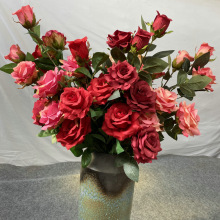 8头凤艳玫瑰花树仿真瓶花婚礼堂摆放装饰花假花室内摆件