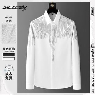 2024 Spring Men's Shirt Fashion Brand European Heavy Craft Men's Shirt Slim Fit Non-ironing Shirt Men's One-Piece Hair