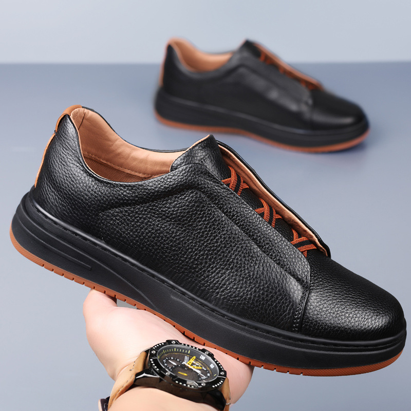 Piel de vaca de primera capa nuevos zapatos casuales para hombres zapatos de cuero para hombres zapatos blancos pequeños zapatos para hombres de todo fósforo zapatos transpirables