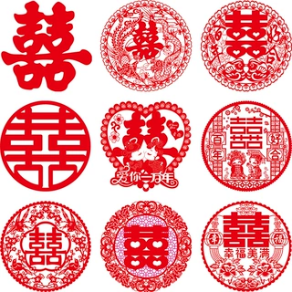 婚庆用品婚房布置窗花贴纸喜字静电贴结婚装饰窗花厂家批发婚礼