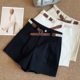 Real shot 2025 new version of the network red hot girls high Denim wash cotton fabric Joker high waist shorts wide leg pants