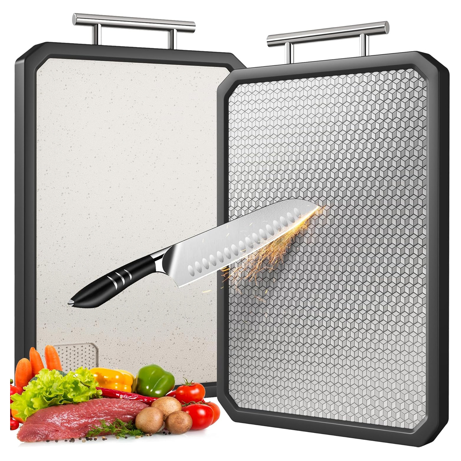 Amazon palma de trigo PP304 tablero de corte de acero inoxidable tablero de corte de verduras de acero inoxidable de grado alimenticio tablero de verduras de plástico