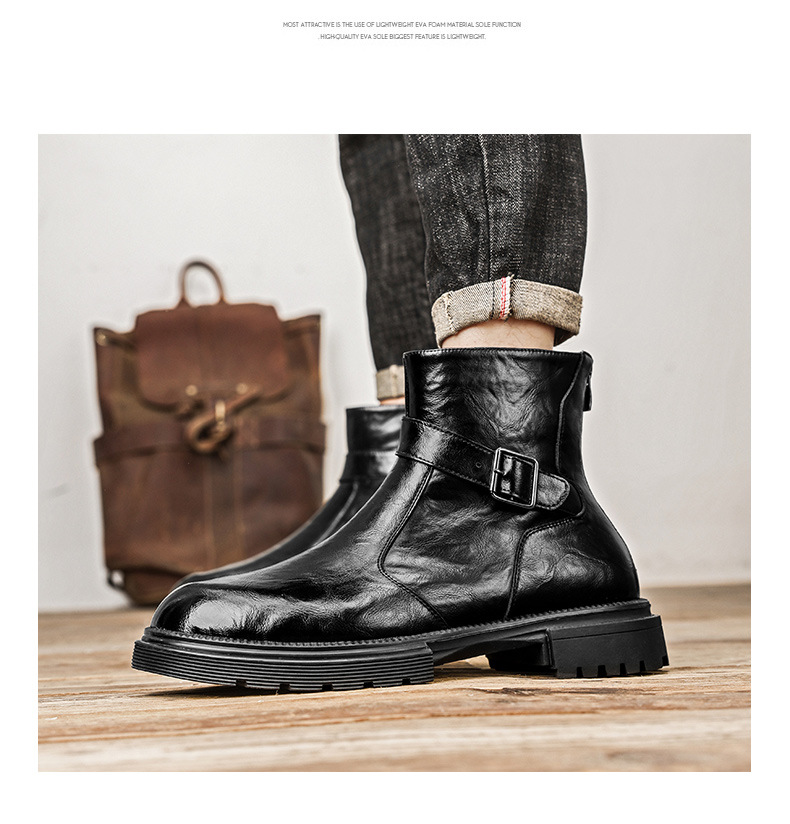 Casual heavy-soled work boots Autumn and winter fashion high-top leather boots retro all round head_voghion.com