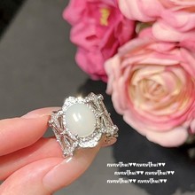 盈盈众珠皇冠宝石戒指 镀18K金璀璨鸽子蛋锆石满钻平安扣开口戒指