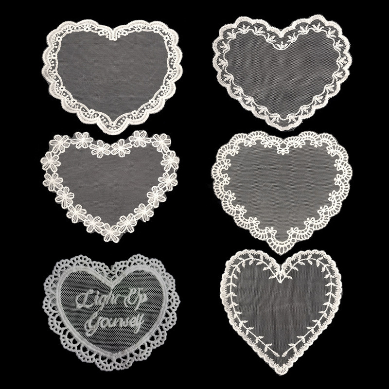 Mesh Embroidery Lace Coaster Love Pocket Flower Milk Silk Embroidery Water Soluble Hollow Heart DIY