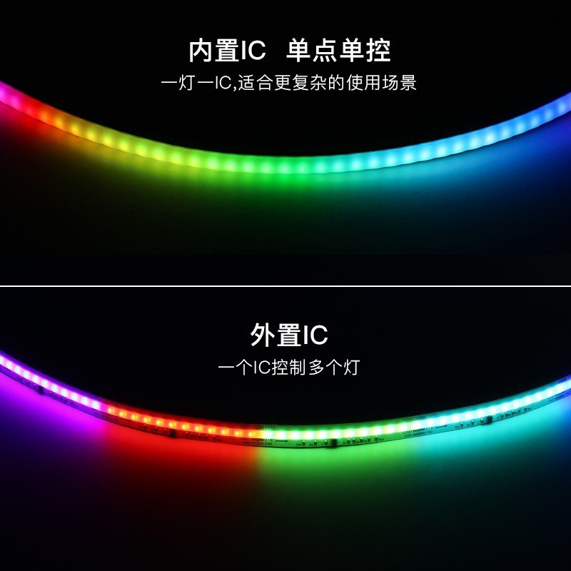 5mm幻彩灯带cob幻彩跑马追光流水渐变单点单控内置IC可编程led条|undefined
