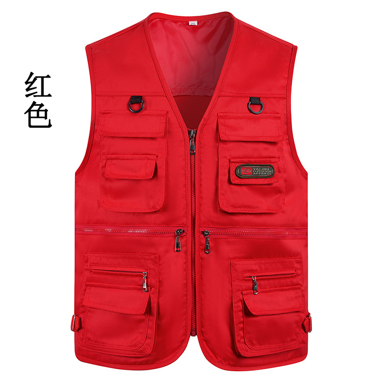 Hombre de bolsillo chaleco primavera y otoño de mediana edad V-collar caballo de tamaño grande abrazadera de fotografía al aire libre pesca primavera y otoño