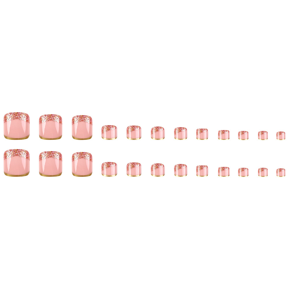 Comercio exterior brillante brillo de oro francés de verano polvo desnudo parche de uñas blancas 24 piezas de manicura lote mixto