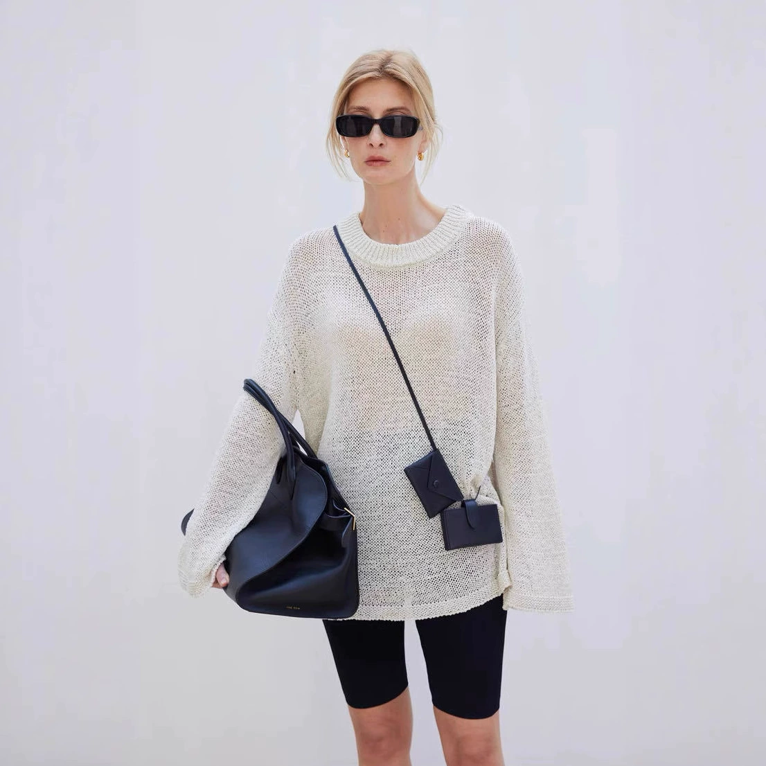 ROW ветер «Дыхание» и бумажная пряжа толстые иглы с полым плетением с круглым вырезом свитер с длинными рукавами