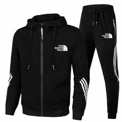 欧米の新商品は国境を越えて3本のバーの男性のファッションの運動のスーツを越えて帽子のファスナーの空気の層のレジャーのスーツを連ねます。