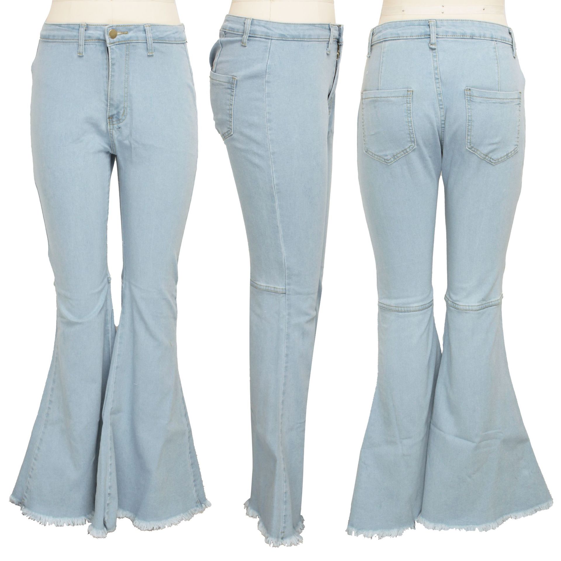 Women's Daily Simple Style Solid Color Full Length Washed Flared Pants Jeans display picture 98