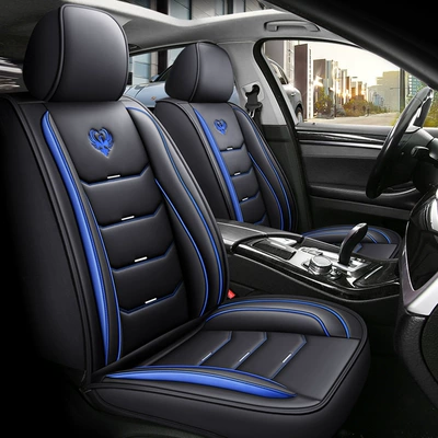 Seat cushion, seat cover: universal linen special seat cushion summer - black-blue-standard-leather
